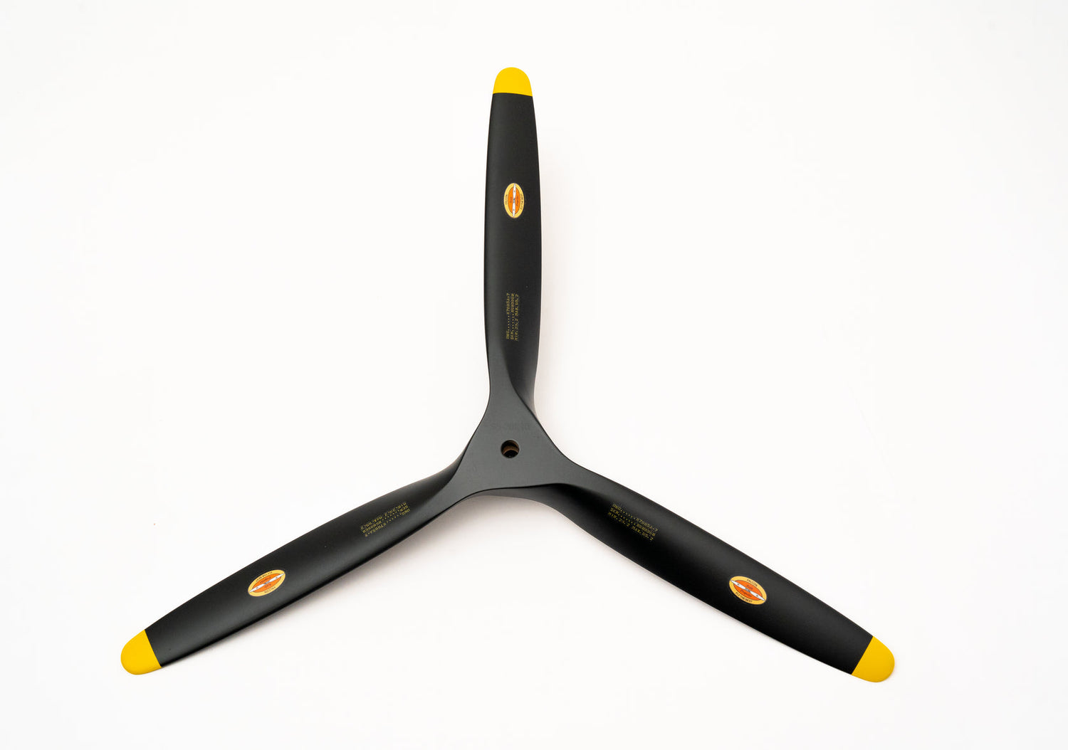 WWII-style Falcon propeller, three-blade design crafted for petrol-powered RC aircraft and vintage aesthetics