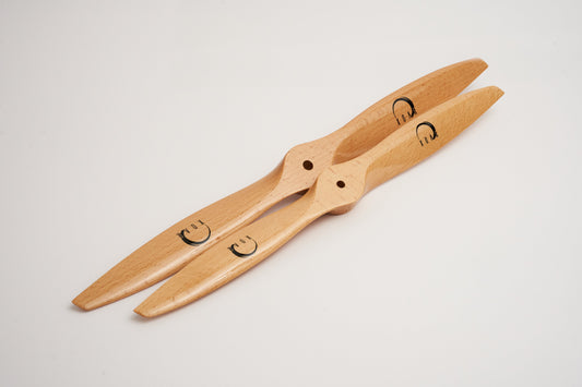 Xoar two-blade sports beechwood propeller for petrol-powered RC planes, crafted for high-performance flying