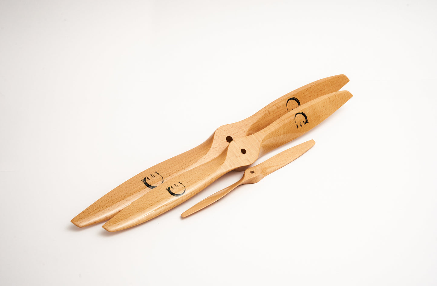 High-quality Xoar sports propeller for petrol RC planes, featuring a two-blade design made from durable beechwood