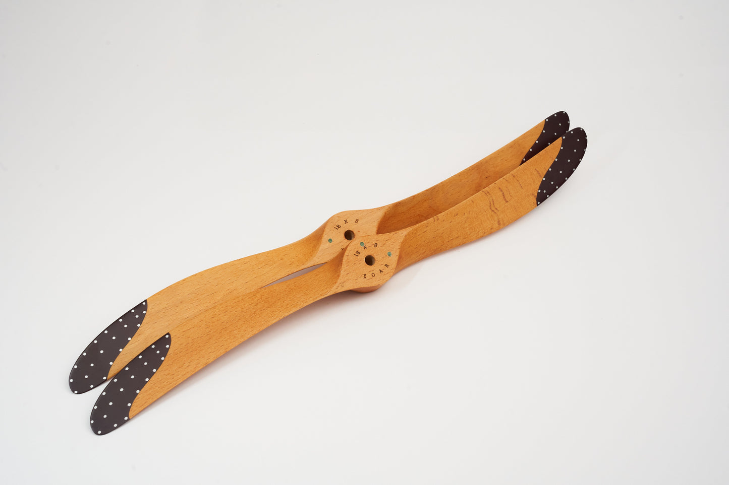 Scimitar propeller by Xoar, two-blade painted beechwood construction for high-performance petrol-powered RC aircraft